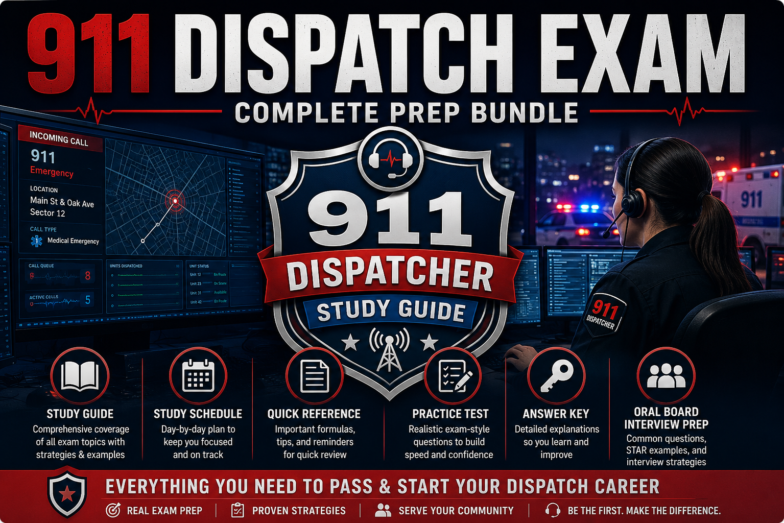 911 Dispatcher Exam Prep Bundle cover